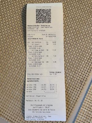 Hidden extras: €5 for the “complimentary” bread, €0.80 for takeaway packaging.  at Casa Vegetariana in Porto