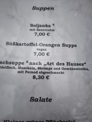 Karte mit Veganer Suppe at Hotel Strandpavillon in Baabe