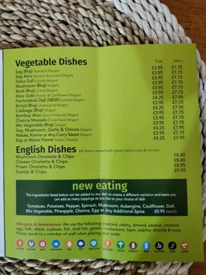 Menu at Bangla Pride Telford Ltd in Telford