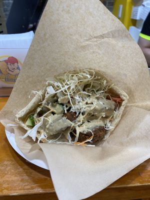 Vegan falafel pitta with tahini, tomato and cucumber  at Rafi Dream Kebab in Kobe