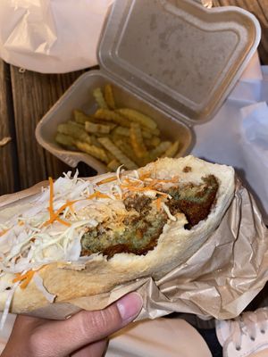 Vegan pita with falafel and fries   at Rafi Dream Kebab in Kobe
