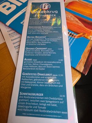 Frühstückskarte 1/2 at Finkenkrug in Duisburg