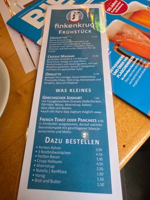 Frühstückskarte 2/2 at Finkenkrug in Duisburg