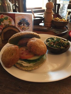 Falafel sandwich  at Condor Cafe in Sucre