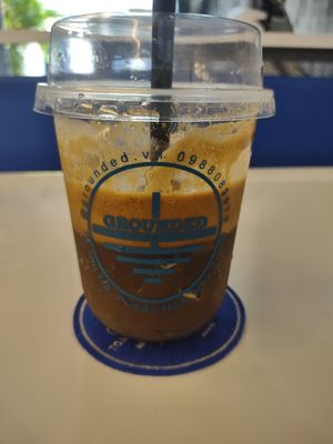 Vegan latte 👍🏽 at Grounded Chay - Plant Based Cuisine in Nha Trang