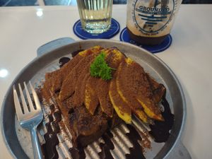 Mango toast. Could be breakfast, but sweet like a dessert at Grounded Chay - Plant Based Cuisine in Nha Trang