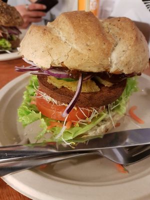 Hawai burger at De Vegetarische Snackbar in The Hague