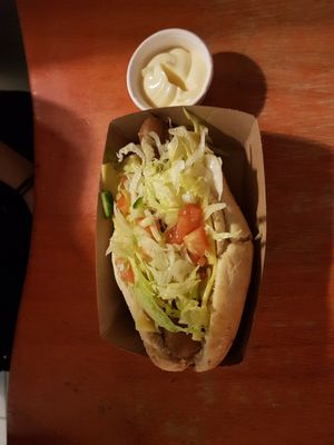 Hot dog at De Vegetarische Snackbar in The Hague