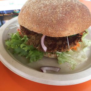 Quinoa-lentil Burger at De Vegetarische Snackbar in The Hague