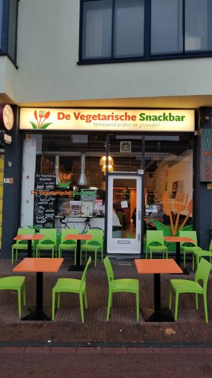 Outside at De Vegetarische Snackbar in The Hague