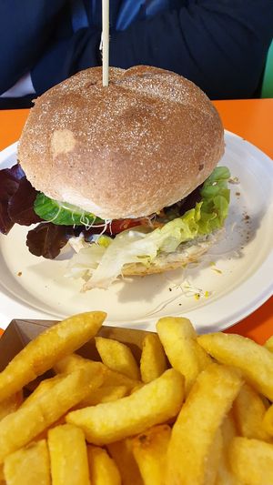 Vegan burger at De Vegetarische Snackbar in The Hague