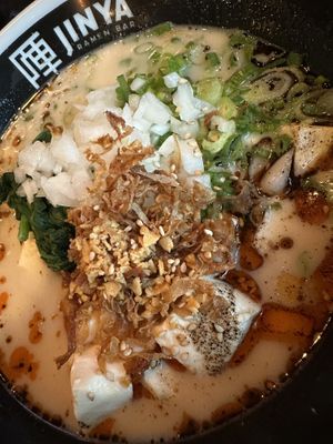 Spicy vegan creamy ramen up closee  at JINYA Ramen Bar - Preston Hollow in Dallas