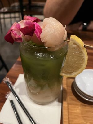 Non alcoholic matcha lychee drink, yum  at JINYA Ramen Bar - Preston Hollow in Dallas