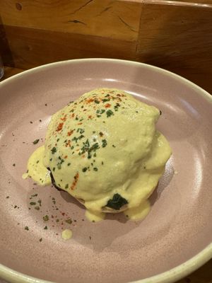 Tofu & portobello mushroom Benedict with hollandaise  at Teva Deli in Rio De Janeiro