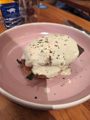 Vegan egg benedict at Teva Deli in Rio De Janeiro
