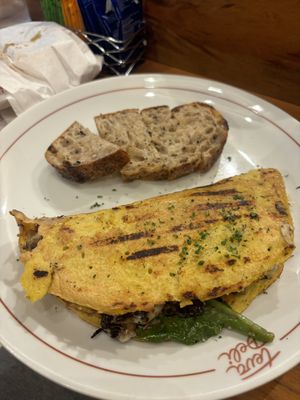 Vegan omelette with spinach and mushrooms  at Teva Deli in Rio De Janeiro