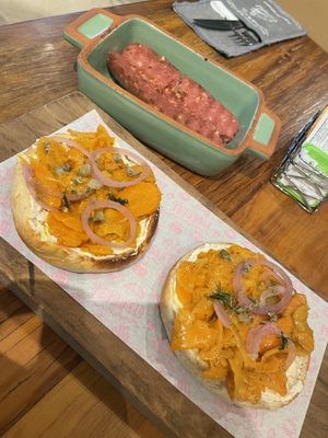 Vegan lox and sausage   at Teva Deli in Rio De Janeiro