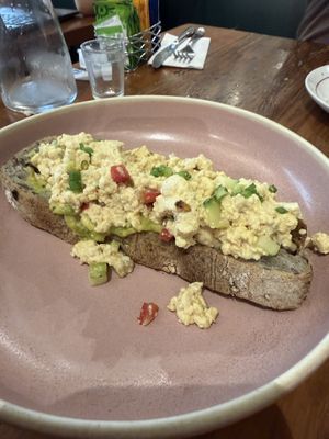 Scrambled tofu toast  at Teva Deli in Rio De Janeiro