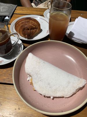 Vegan tapioca and croissant   at Teva Deli in Rio De Janeiro