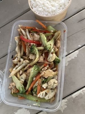 Black pepper garlic with rice  at My Thai Tairua in Tairua