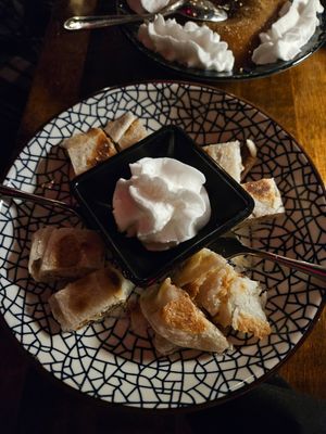 Sweet paratha dessert (thats coconut whipped cream) at Old Asia Teahouse & Restaurant in Beaverton