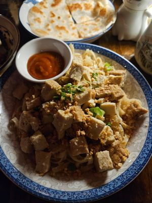 Entree item- the garlic noodles with tofu at Old Asia Teahouse & Restaurant in Beaverton