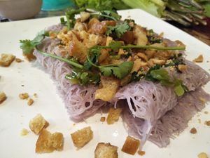 Purple vermicelli rolls at Mani in Ho Chi Minh City