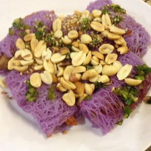 purple vermicelli with BBQ chicken at Mani in Ho Chi Minh City