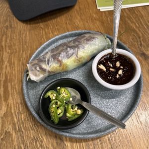 Vegan spring roll with mushrooms   at Cà Phê Vietnam Street Food in Mexico City