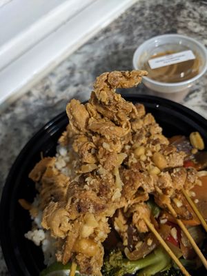 Soy curl satay skewers at Cornflower Cafe in Appleton