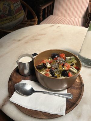 Fruit with soy milk  at The Daily Fix Cafe in Malacca