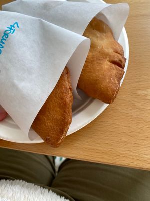 Pizza Fritta (4 formaggi and salsiccia veg & patate) at Siciliamo in Cagliari