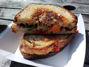 Green Thai curry toastie at Bakehouse in Bristol