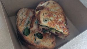 Olive and tomato toastie at Bakehouse in Bristol