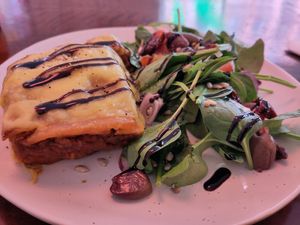 Lasagne (soy mince, gluten free) at Café Myka in Malmo