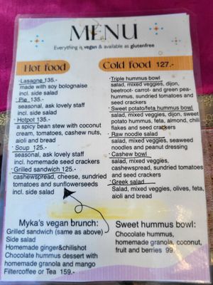 Menu 1 at Café Myka in Malmo