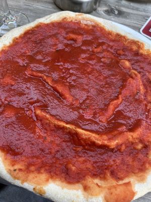 Pizza ertränkt in Tomatensoße   at Da Vinci in Sankt Peter-ording