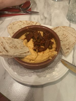 Red pepper hummus   at Brasserie Artisan in Doncaster