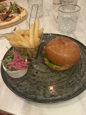 Vegan “Chik’n” burger  at Brasserie Artisan in Doncaster