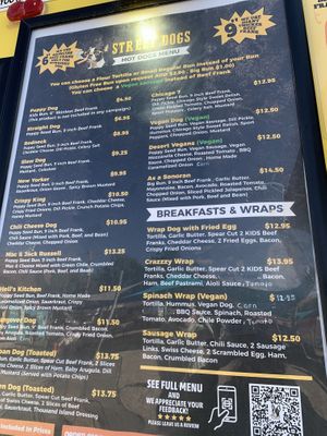 Menu may 2024  at Moab Street Dogs in Moab