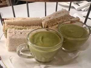 Sandwiches and pea soup   at Bedford Swan Hotel in Bedford