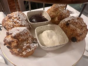 Vegan scones cream and jam   at Bedford Swan Hotel in Bedford