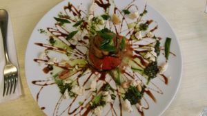 Vegan Eggplant Terrine at Meshek Barzilay in Tel Aviv