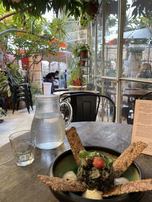 Outdoor seating ambiance  at Meshek Barzilay in Tel Aviv