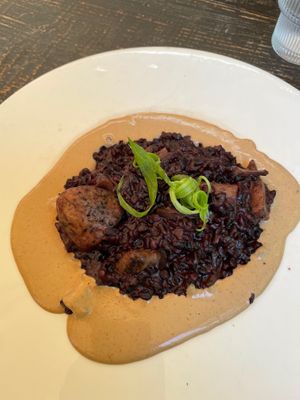 Mushroom risotto  at Meshek Barzilay in Tel Aviv