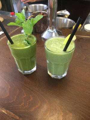 delicious smoothies at Meshek Barzilay in Tel Aviv