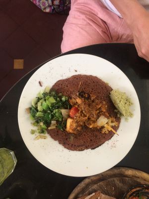vegan pancake wrap at Meshek Barzilay in Tel Aviv