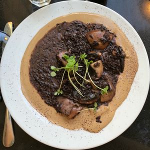 This multi-mushroom dish was extremely rich, creamy and delicious. at Meshek Barzilay in Tel Aviv