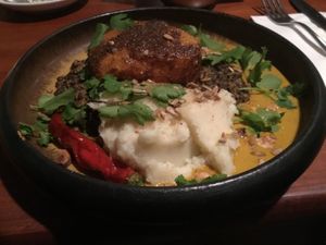 Spicy pumpkin steak at Meshek Barzilay in Tel Aviv