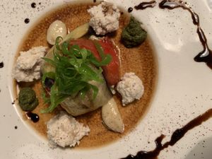 Eggplant and pepper terrine  at Meshek Barzilay in Tel Aviv